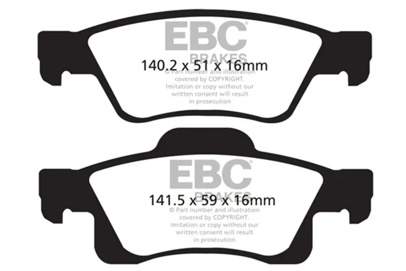 Ebc Greenstuff Rear Brake Pads For 2011–2017 Dodge Durango 3.6L V6 1