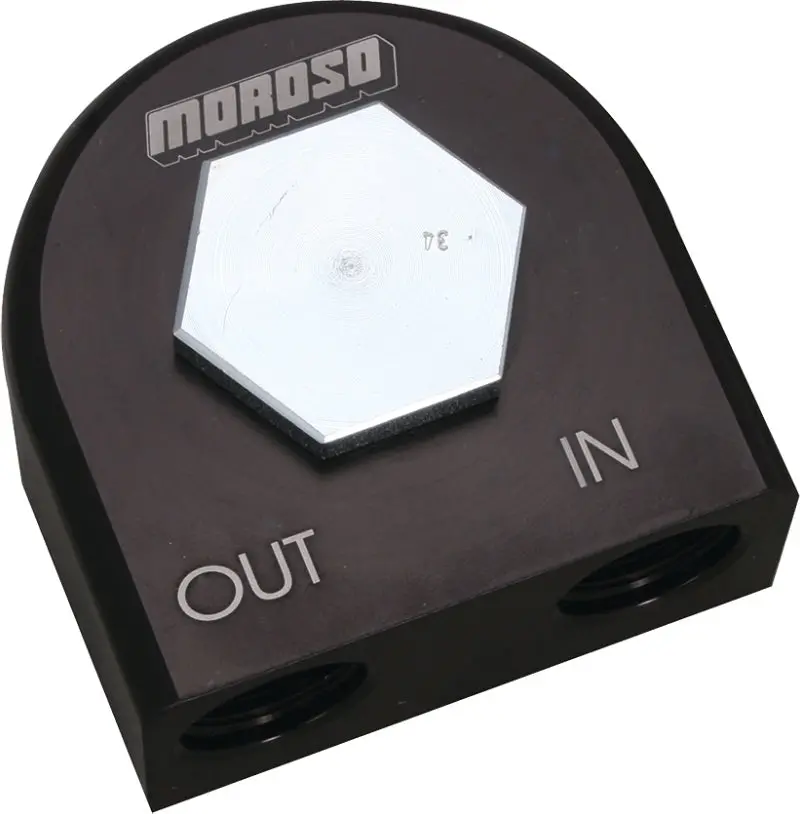 Moroso Universal Remote Oil Filter Adapter - 90 Degree - 3/4In-16 Thread 1