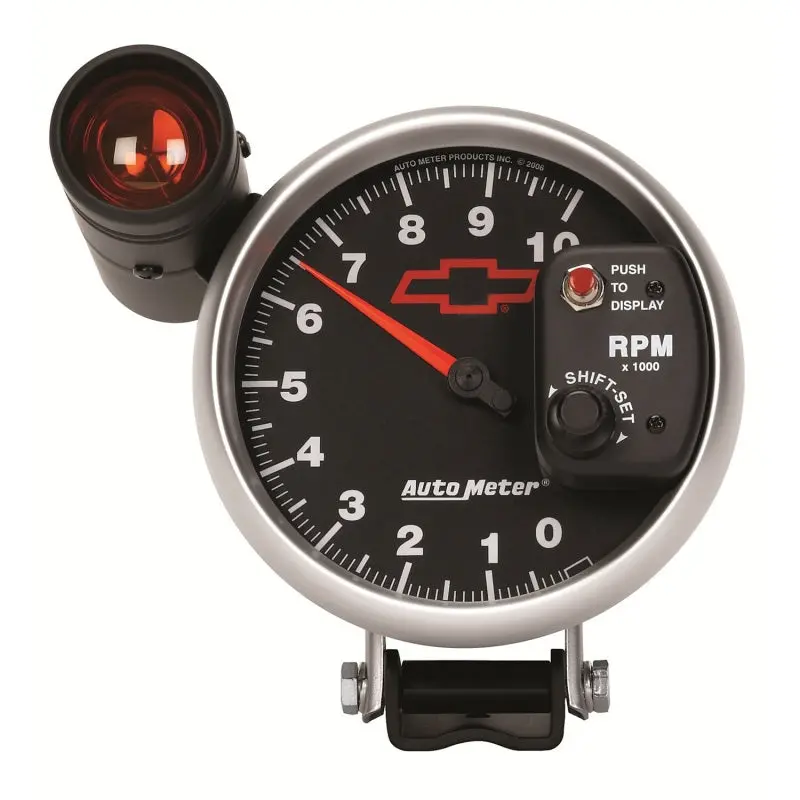 Autometer Gm Bowtie Black 5In 10000 Rpm Pedestal Electronic Tachometer W/ Ext Shift Light 1