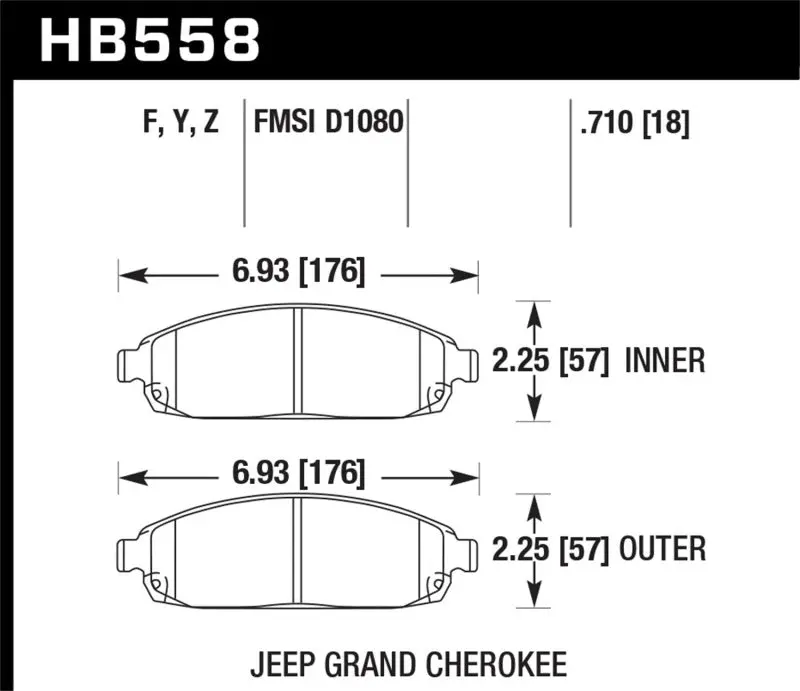 Hawk Lts Street Front Brake Pads For 2006–2010 Jeep Commander And 2005–2010 Grand Cherokee 1