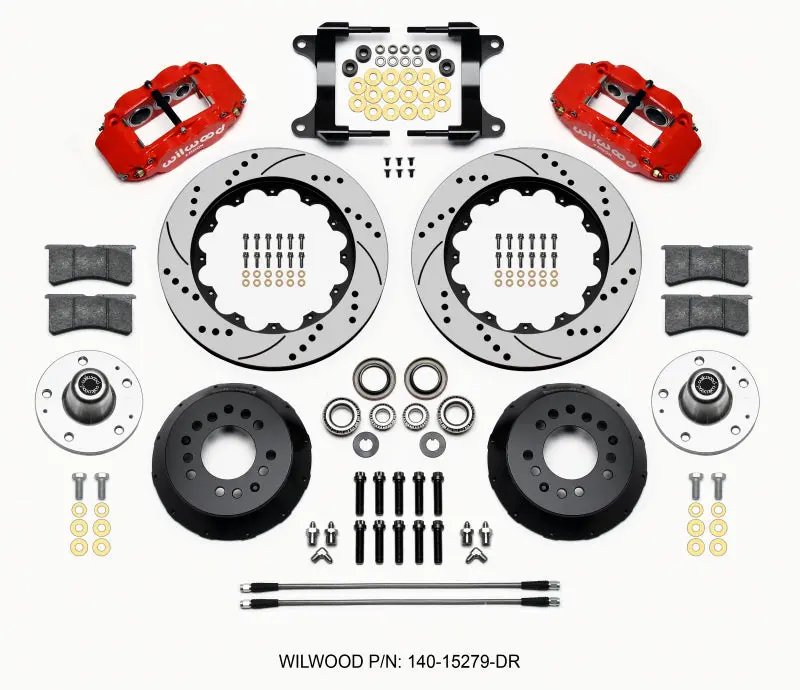 Wilwood Narrow Superlite 6R Front Hub Kit – 14-Inch Drilled, Red Finish, Compatible With 1982–1992 Camaro & Firebird 1