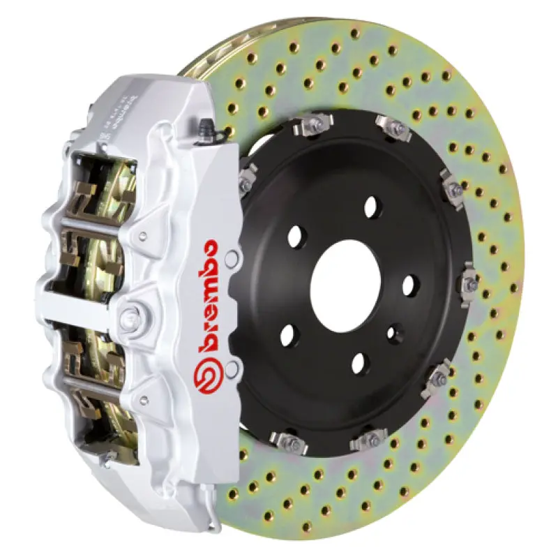 Brembo 20+ Corvette C8/C8 Z51 Front Gt Bbk 6 Piston Cast 380X34 2Pc Rotor Drilled-Silver 1